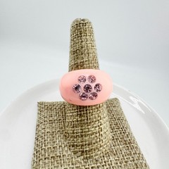 Vintage Pink Acrylic Dome Ring w/ Pink Rhinestones Y2K Chunky Statement