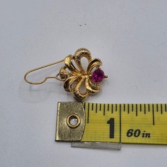 Vintage Lisner Gold Tone Fuchsia Pink Rhinestone Floral Brooch and Earring Set