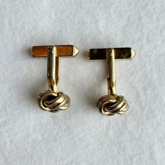 5 Pair SWANK Mid-century Vintage 1950s Cufflinks, Leather, Blue Glass, Love Knot