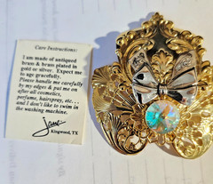 Angels of Love Gold Tone Angel Brooch Pin w/ Aurora Borealis Crystal – Signed