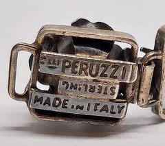 Vintage Signed F.LLI Peruzzi Italy Sterling Silver Floral Rose Link Bracelet