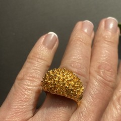 Vintage Cocktail Ring Estate Jewelry Pre-owned Sea Urchin Dome Gold Plated Sz 7