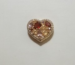 VTG thai FAS Signed 925 Slider Heart Pendant With Multi colored Gemstones