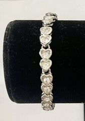 Stunning Vintage Heart Rhinestone Bracelet Linked