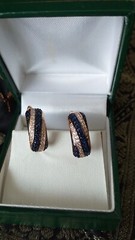 Vintage 1990-s 14 Ct Rolled Gold Sapphire Zircons Earrings- Hallmarked 585 RG