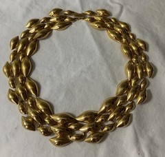 Vintage Napier 16.5” Thick Gold Tone Mesh Link Necklace Statement Choker Collar