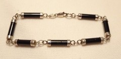 Vintage Sterling Silver & Black Bracelet