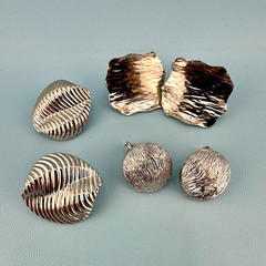 Vintage Clip On Earrings Lot Silver Tone Textured Modernist 1 Signed Monet
