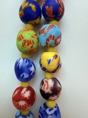 Multicolored Czech Glass Bead Necklace 10 mm Round Beads (3334)