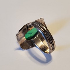 Vtg Sterling Silver & Caribbean Blue Green Quartz Ring Ornate Artisan Boho Sz 9