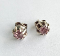 Vintage Beautiful Earrings Purple stones Sterling Silver 835 test Women Jewelry
