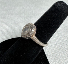 Sterling Silver Ring with Faceted Teardrop CZ Set in Stamped Silver – Size 6.25