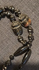 Neiger Brothers art deco black Egyptian Revival flapper knotted necklace