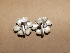 Vtg Sterling Silver Art Nouveau Floral Set Earrings clip-Bracelet 6.5″- Ring 5.5