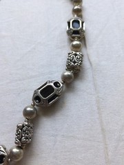 Vintage Onyx And Silver Tone Necklace And Earrings Set