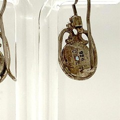 Vintage Sterling Signed 925 Filigree Ornate Topaz Gemstone Lever back Earrings