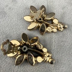Vintage Juliana Rhinestone Brooch Clip On Earrings Set Gold Tone Brown READ