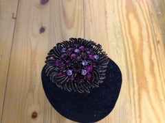 Beautiful Vintage Graziano Floral Brooch With Pink & Purple Smokey Rhinestones