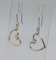 VTG 925 Heart Knot Earrings 1.5in Drop Sterling Silver 2g Lightweight Openwork