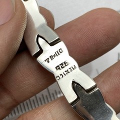 VTG Sterling Silver Turquoise Inlay TR-110 Mexico Hinged Link Bracelet