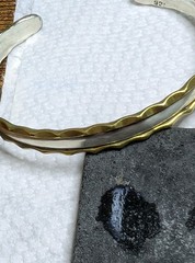 Vtg Sterling Silver & Brass Plated Scalloped Edge 2-Tone Cuff 925 Bracelet – 7″