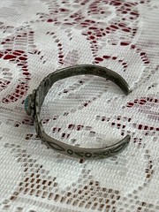 Vtg Nickel Silver~Bell~Childs Turquoise Bracelet~5.7 Gms