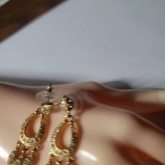 Antique 80th Roman gold white stones small chandelier stud earrings
