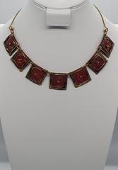 Vintage Enamel Copper Mixed Metals Necklace