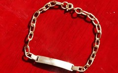 18k 750 yellow gold bracelet Italian 6.25″ Id link chain handmade 4.88gr N2525F