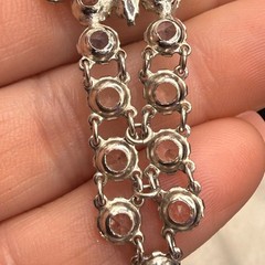 Vintage Rhinestone Tennis Bracelet Open Bezel Pale Blue 6.5” READ