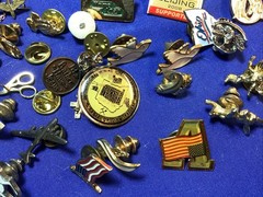 Mixed Lot 50+ Push Back Lapel Pins Vintage Modern Enamel Advertising Flag L22