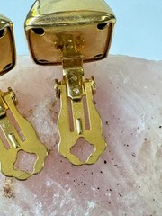 Vintage 1980’s ERWIN PEARL Chunky Gold Tone 3D PYRAMID Studs, Clip-On Backs