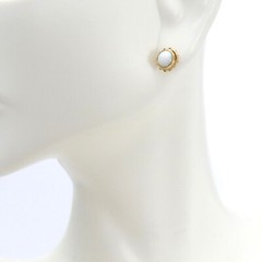 14K Gold White Opal October Birthstone Flower Halo Stud Earrings Vintage