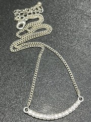 Vintage Crystal Rhinestone Silver Tone Chain Necklace 16-18”