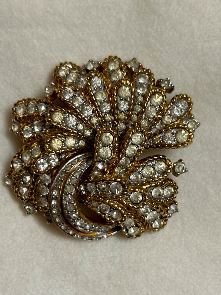 Vintage Jomaz Flower Pave Rhinestone Brooch