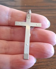 Vintage Sterling DiROMA Cross Crucifix On 24″ Chain 13.8g See Pics/Description