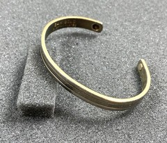 Vintage 24K Yellow Gold Electroplated Cuff Bracelet w/ Magnet 7.25”