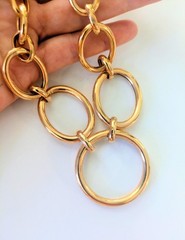 Gorgeous BRONZE MILOR ITALY Rose Gold Circle Link Statement Necklace