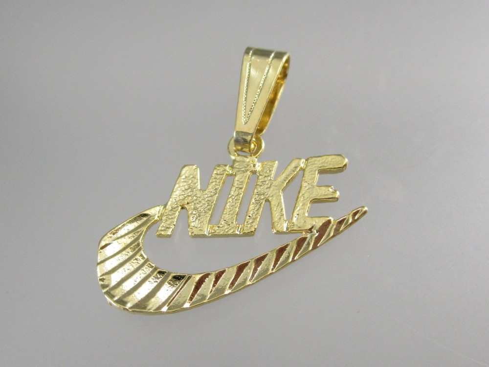 Vintage 90s NOS Gold Tone Diamond Cut NIKE Swoosh Pendant for Necklace 1094