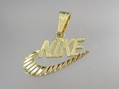 Vintage 90s NOS Gold Tone Diamond Cut NIKE Swoosh Pendant for Necklace 1094