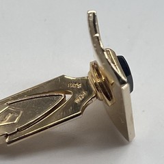 Vintage Swank Genuine Onyx Gold Tone Cufflinks Tie Clip Weber Heilbroner Box