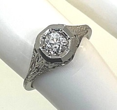 Antique Art Deco 1920’s 18K White Gold Diamond Engagement Ring