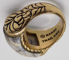 signed Barse Grey Howlite Jasper? Stone Scroll Leaf Chunky Ring sz 8.75