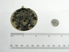 Vintage Edlee Gold and Gray Tone Gemini Medallion Pendant NEEDS BAIL AS IS 53.1g