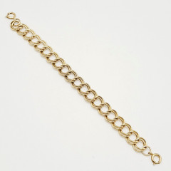 Fancy Double Circular Link Fancy Curb Shiny Gold Tone Vintage Chain Bracelet