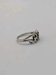 Wheeler Mfg Co. Vintage Sterling Silver Swirl Water Waves Split Shank 925 Ring