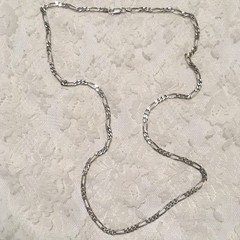 Vintage Sterling Silver Figaro Chain Necklace Italy 925 29″ layering statement