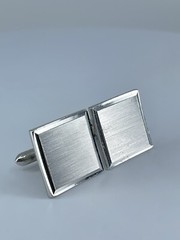 Vintage Swank cufflinks brushed and polished silver tone square design 3/4″