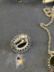 925 Onyx & Marcasite necklace & Earring Set 16″-18” Cloth Necklace