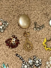 Vintage Costume Jewelry Flower Brooch Button & Earring Lot of 77 Pieces